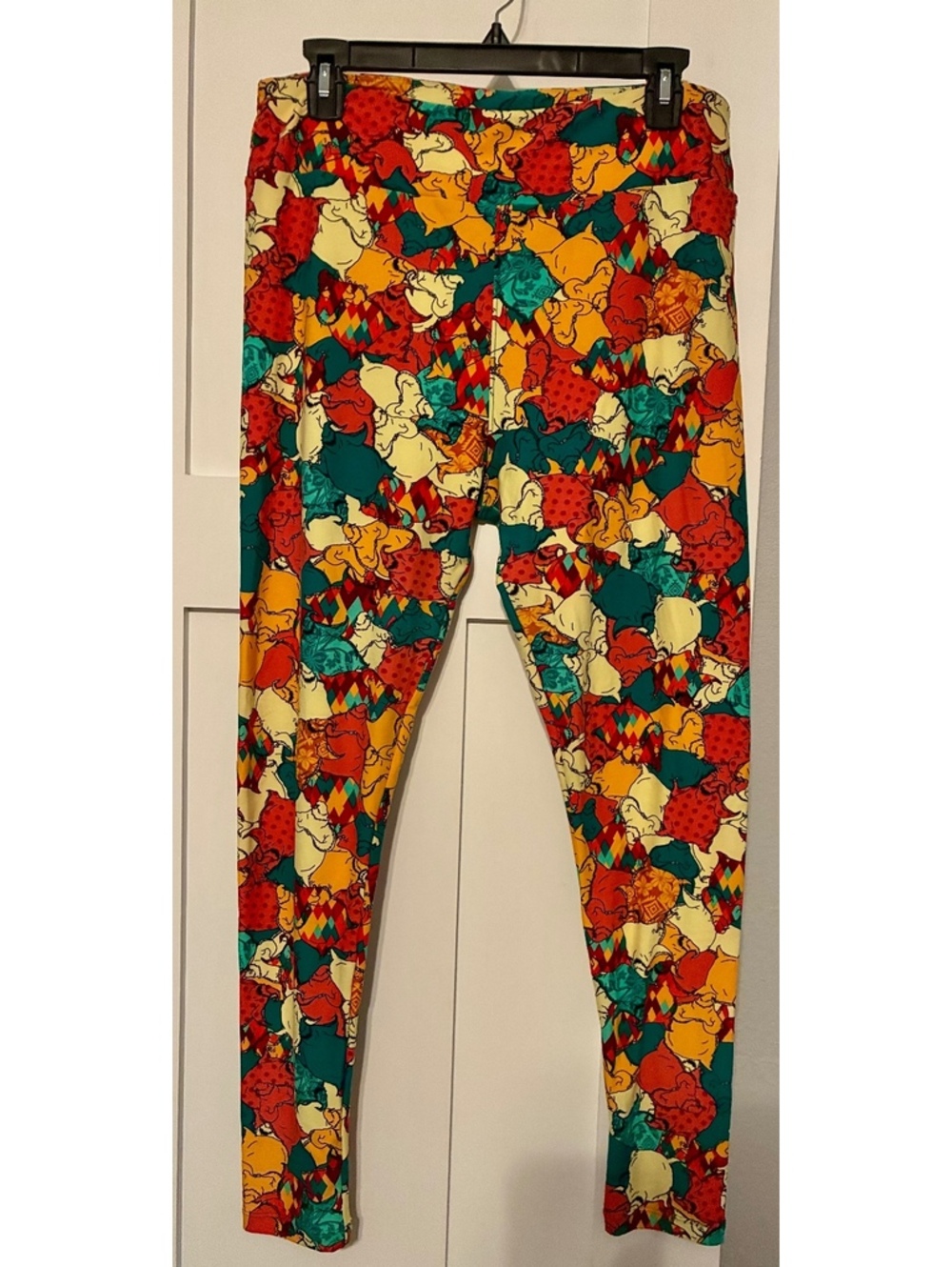 LuLaRoe Tall & Curvy T&C Leggings Oogie Boogie Style Elephant Patchwork Print